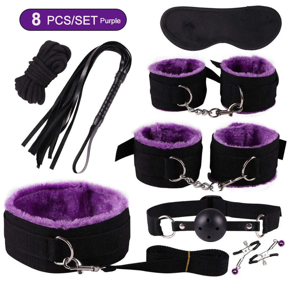 Nylon Bed Bondage Kit, 8, 15 or 18 Piece, 4 Colours