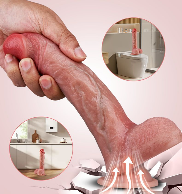 IPX7 Waterproof Thrusting Swinging 10 Vibrating Heating Lifelike Dildo 8.46 Inch
