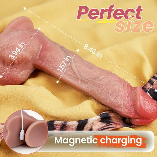 IPX7 Waterproof Thrusting Swinging 10 Vibrating Heating Lifelike Dildo 8.46 Inch