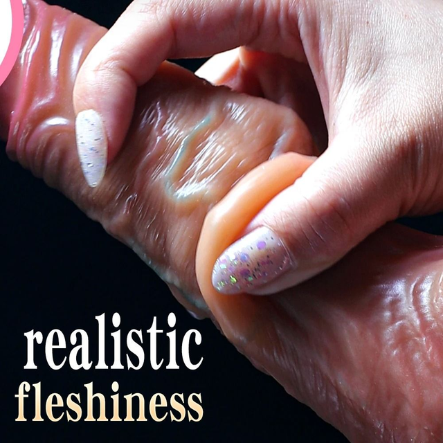 Realistic Silicone Dildo with Sliding Foreskin