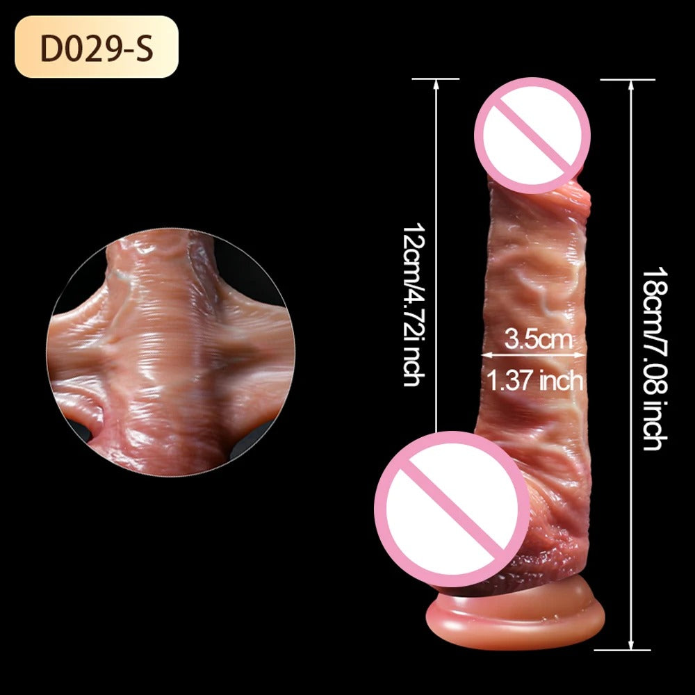 Realistic Silicone Dildo with Sliding Foreskin